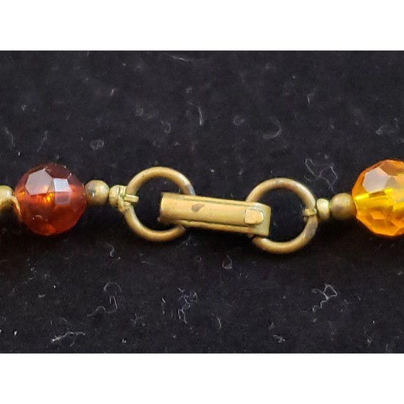 Vintage Unsigned 56" Long Strand Brown, Orange Gold Tone Plastic Bead Necklace - Picture 7 of 8